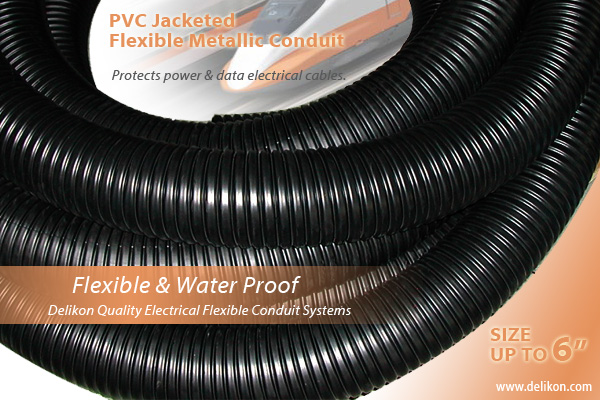 [CN] Delikon Automation control wiring waterproof pvc covered flexible metal conduit Vacuum PVC jacketed flexible metal electrical conduit for high flex install