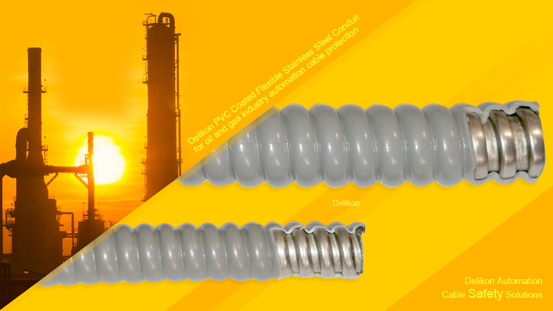 [CN] Delikon waterproof PVC covered Flexible Stainless Steel conduit for oil gas industry automation cable protection